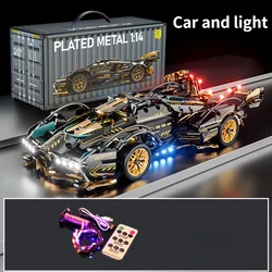 Sleek Black RC Roadster DIY Building Block Toy Car - Perfect Birthday Gift - No box (Car and light)