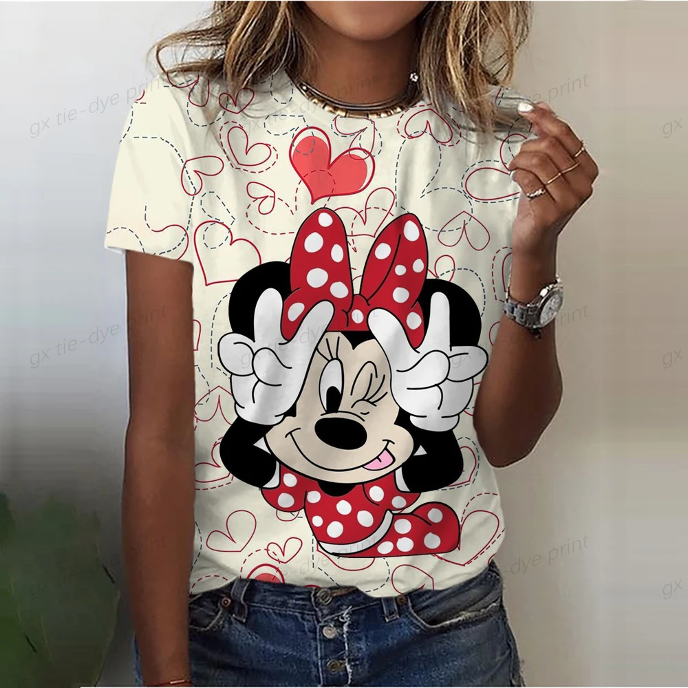thumbnail image 1 of Camiseta de verano de manga corta con estampado de Mickey Mouse para mujer, camiseta de talla grande, nueva camiseta para mujer, ropa de moda, tops para mujer, 1 of 4