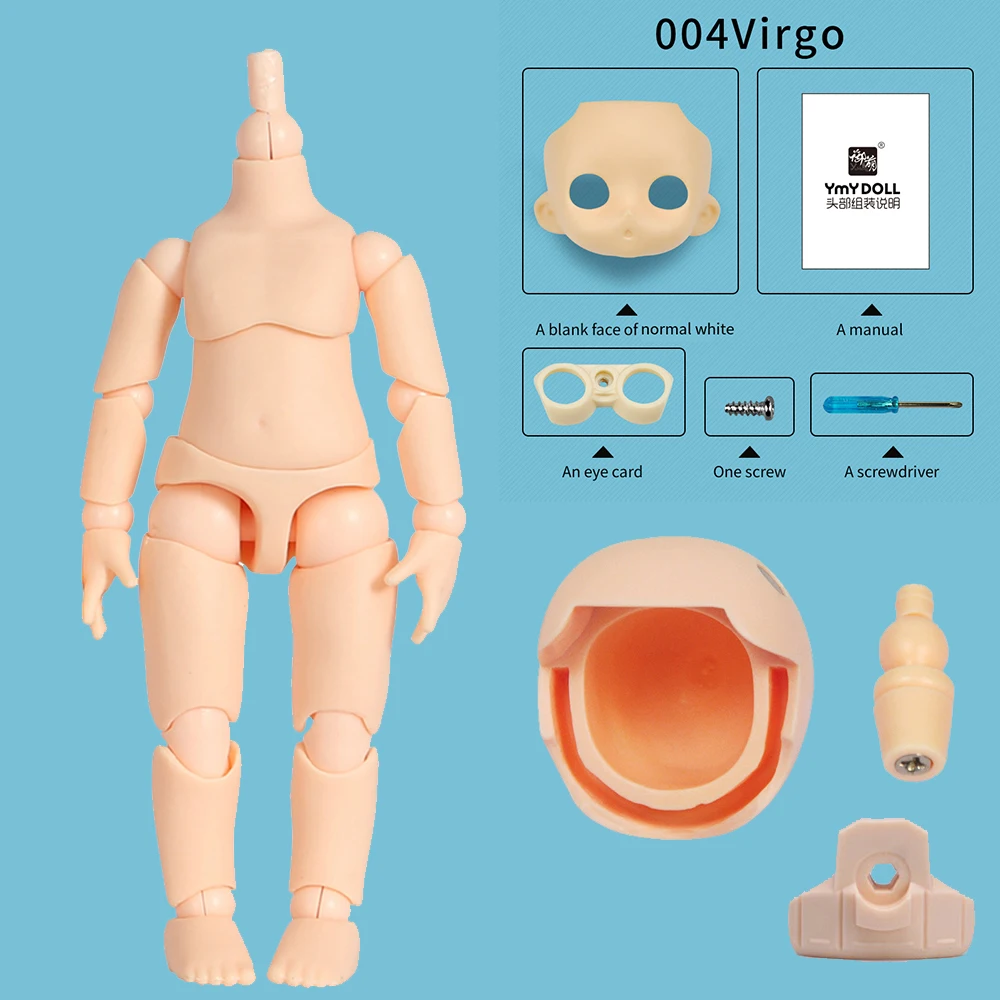 Normal White Ymy Doll Body + Head + Face 10Cm Moveable Joints Doll With Makeup Diy Toys Replaceable Accessories For Gsc Head lucy doll Dolls