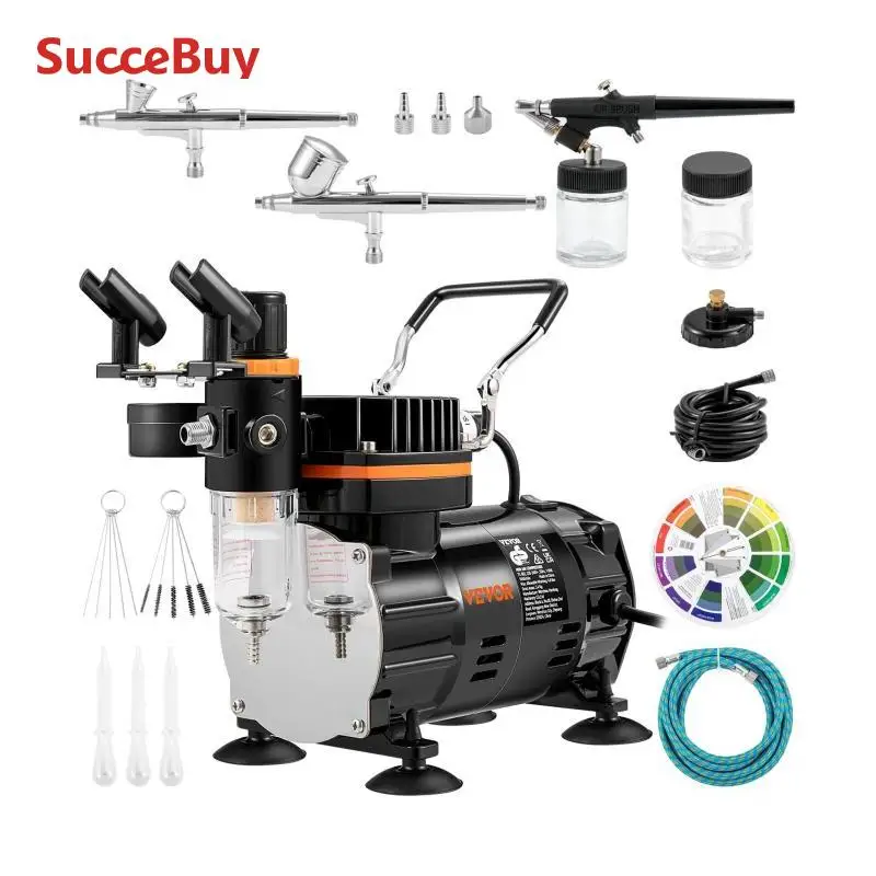 Paint Sprayer Airbrush Pneumatic Tools SucceBuy Professional Dual-Action Airbrush Kit 120W Electric Spray Gun Air Brush Painting Set Nail Tattoo Makeup Model Sprayer
