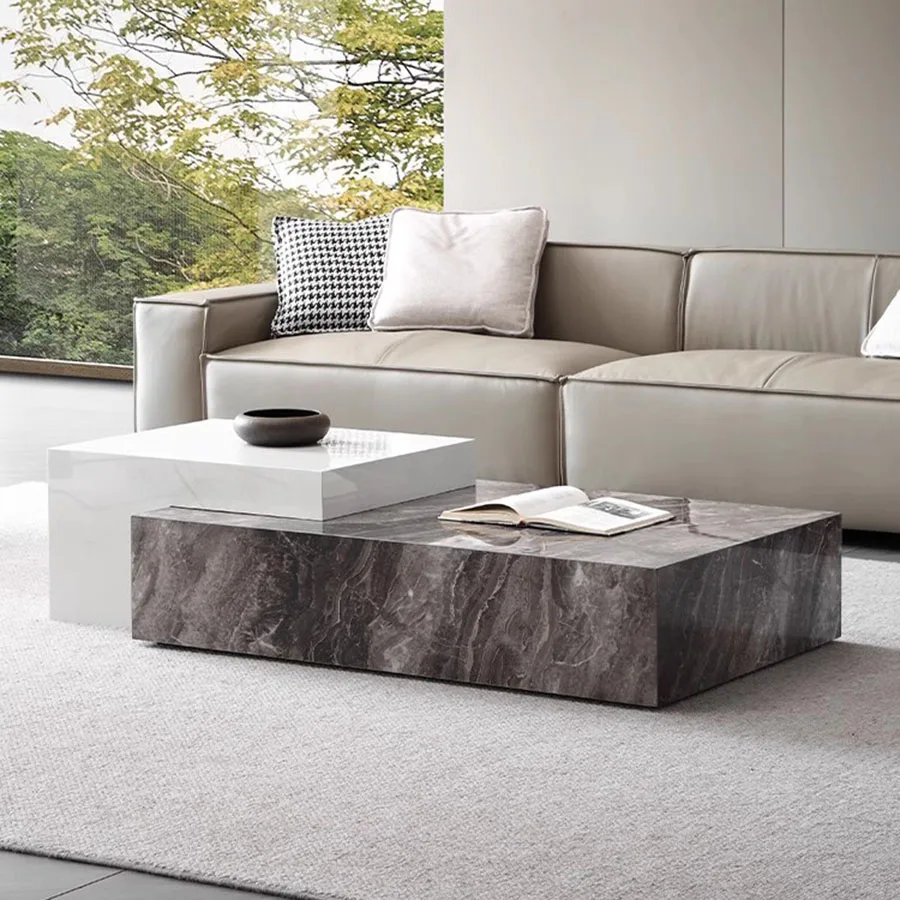 

Luxury Modern Coffee Table Home Living Room Unique Coffee Table Platform Rectangular Stone Topper Italian Couchtisch Room Decor