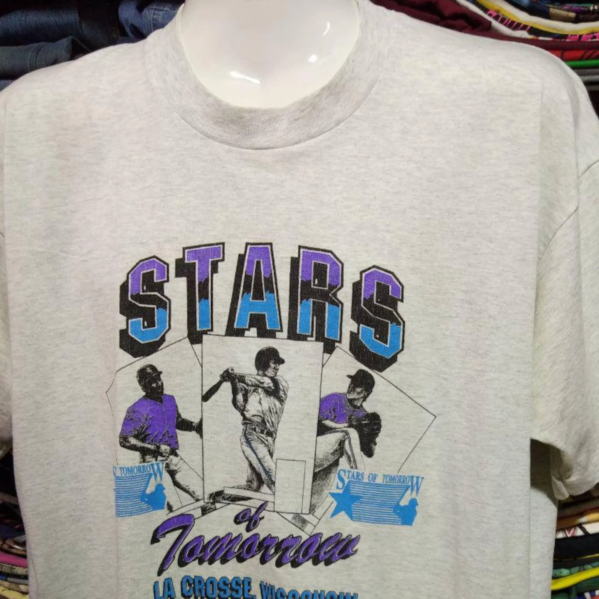 Abbigliamento Vintage Frutta Del Telaio Stars Softball T Shirt Taglia Xl