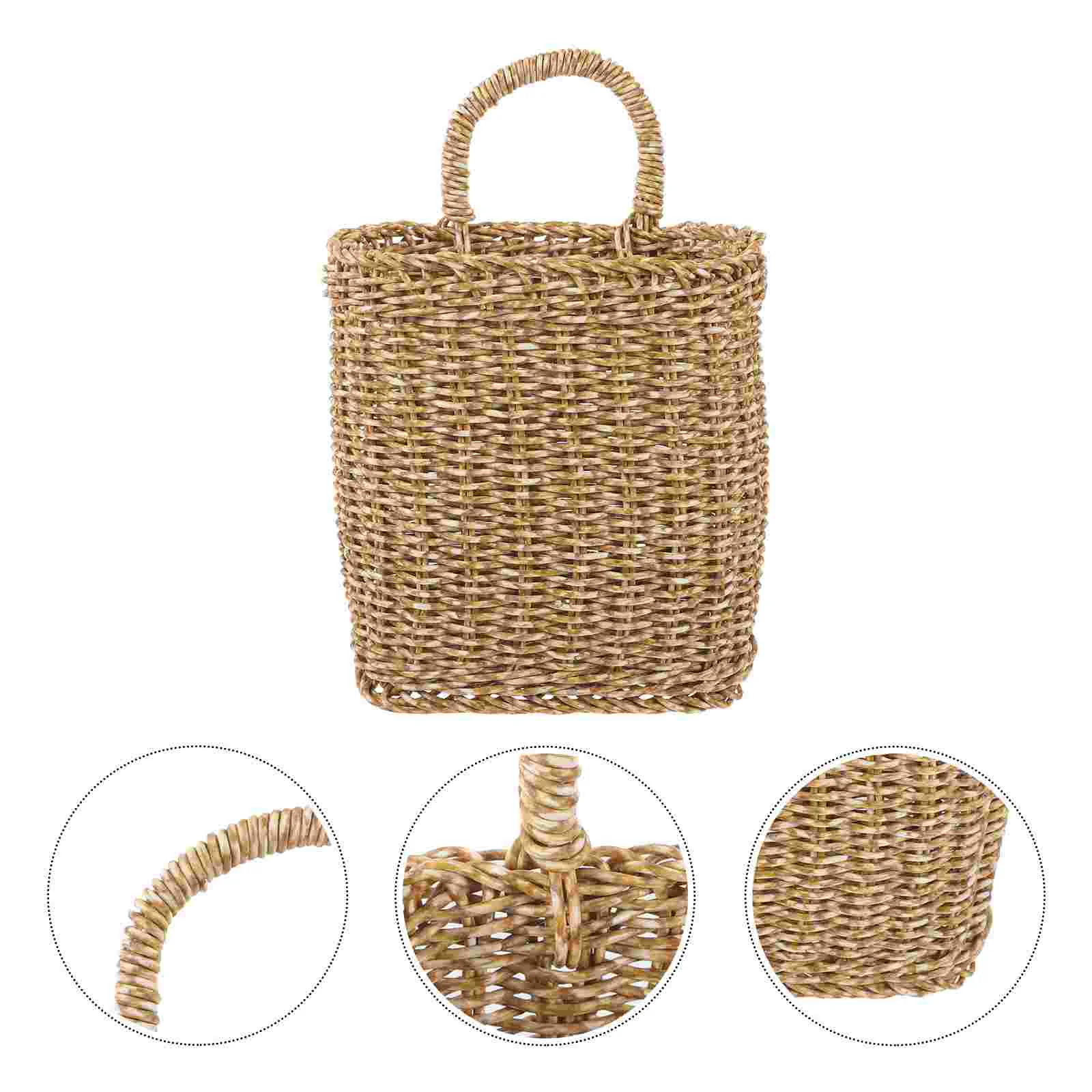 

Wall Hanging Storage Basket Bbq Grilling Vegetable Baskets for Kitchen Decorate Fruit Imitation Rattan Woven Living Toom Decore