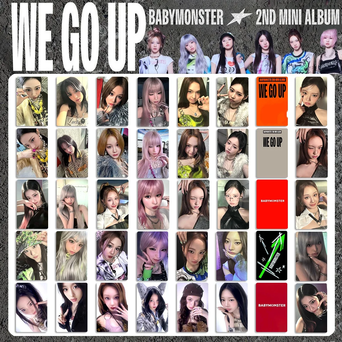 6Pcs/Set KPOP BABYMONSTER WE GO UP HD Photocards Double Sides LOMO