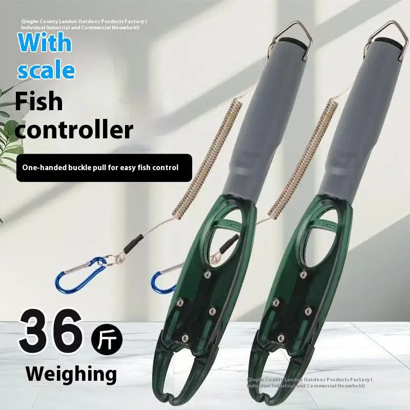 Pince à lèvres pêche alliage aluminium avec balance intégrée pour pesée et prise des poissons