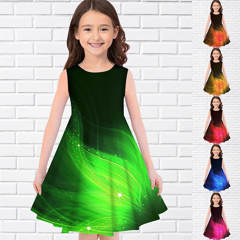 skirt dress for baby girl 2022 Summer Girls 3D Flower Print Dresses Kids Girl Party Sleeveless Princess Dress Tank 3D Print Pretty Floral Dress for Girl children dress