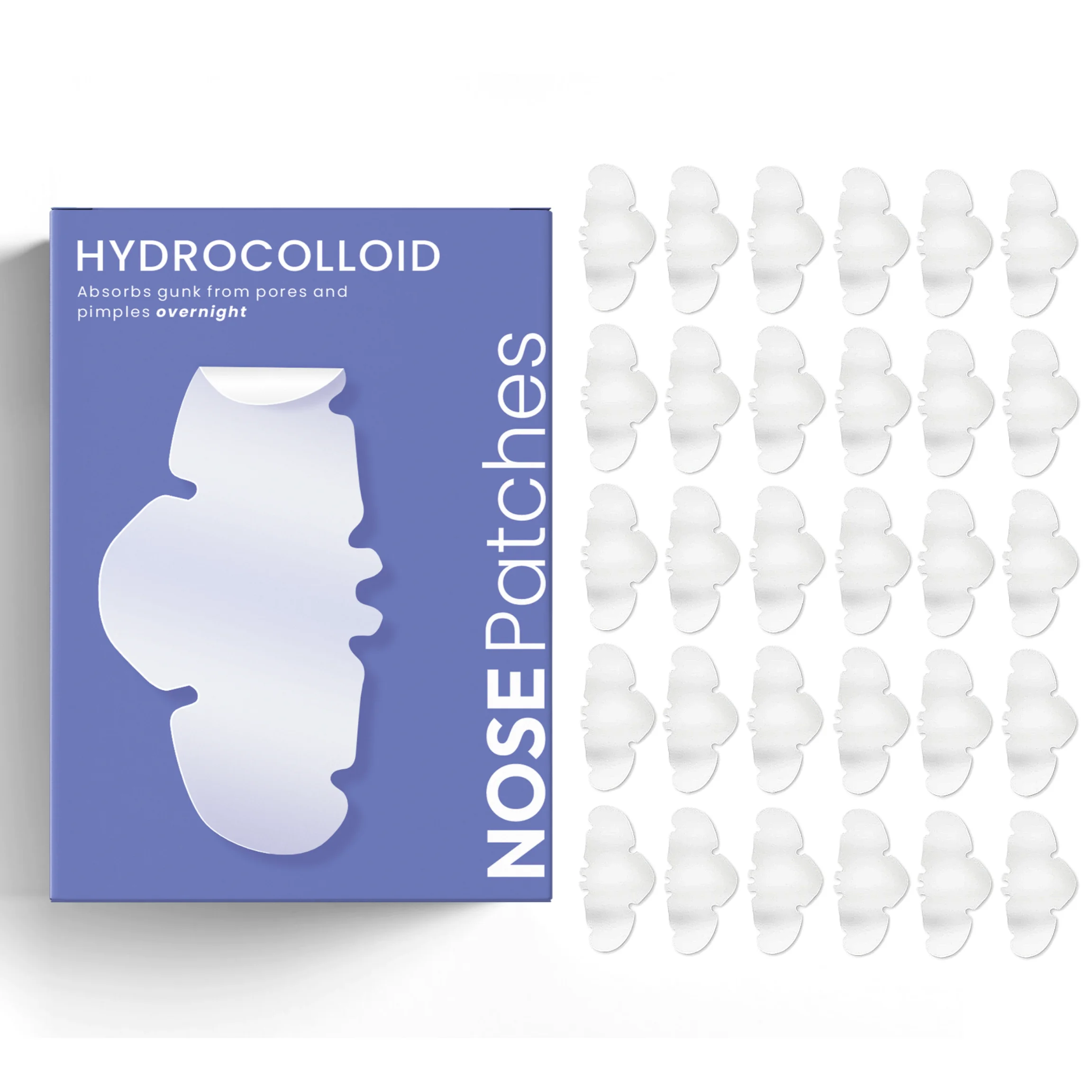 Use 30 pieces of hydrocolloid nose strips to remove black and white heads and clean your nose