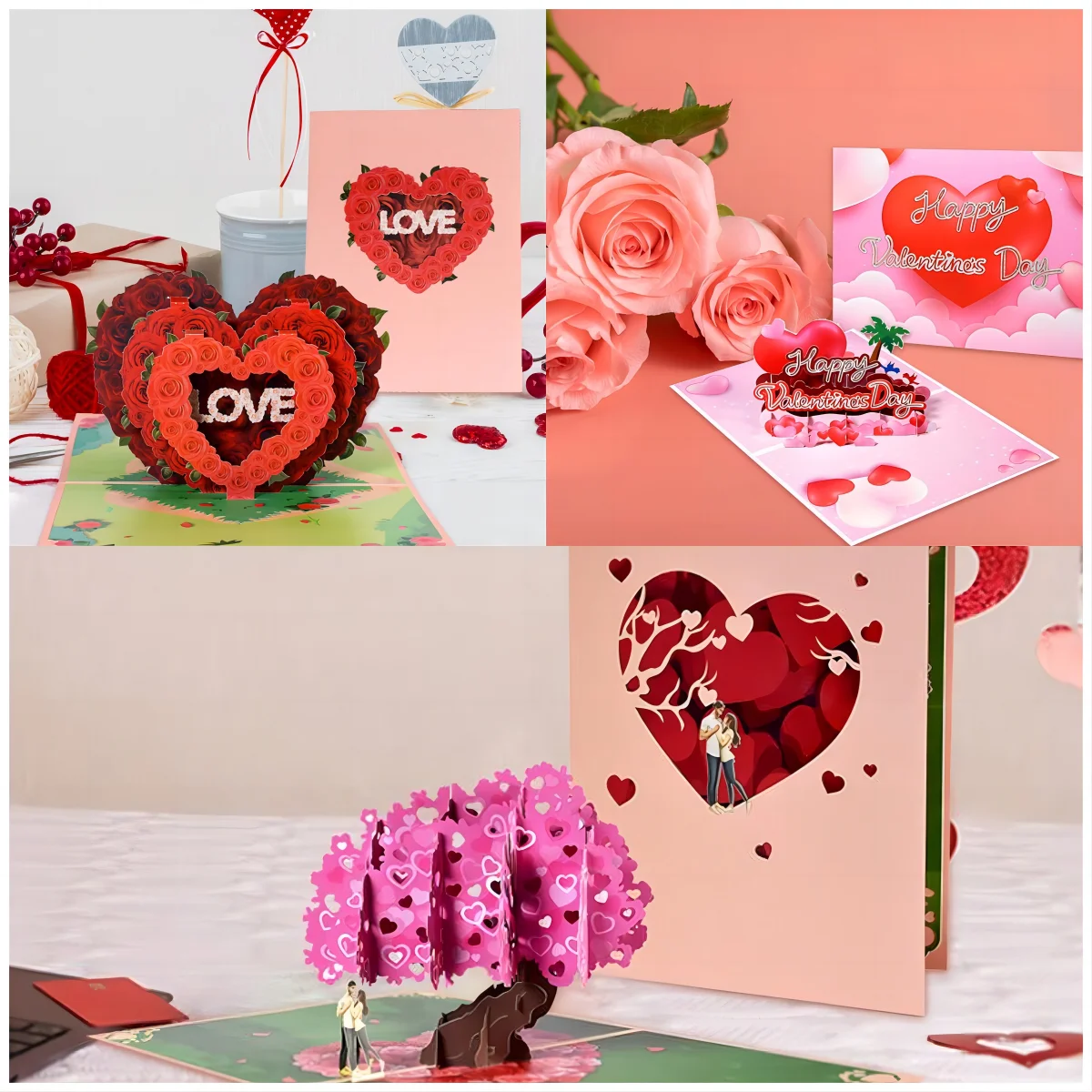 Biglietti Di Auguri Pop-Up 3D Di San Valentino Love Creative Cartolina Matrimonio Compleanno Anniversario Per Coppie Moglie Marito Regalo Fatto A Mano