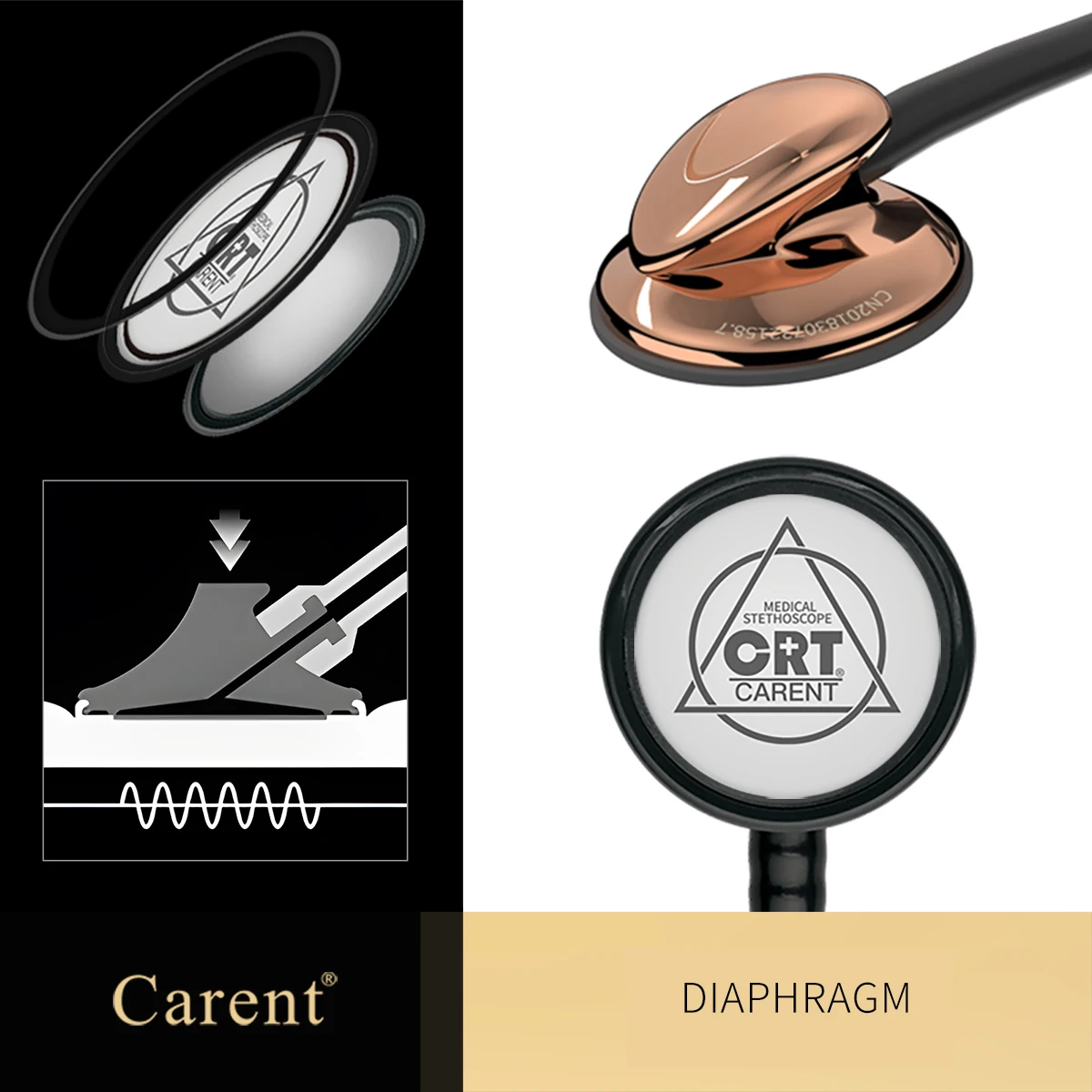 Carent Gold Medical Stethoscopes Universal Professional Cardiology Stethoscopes Dual Fetal Heart Medical Equipment Health Care dual head stethoscope medical stethoscope