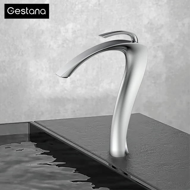 Chrome ทองเหลืองหรูหราห้องน้ํา Vanity ก๊อกน้ําโมเดิร์นดาดฟ้าติดตั้งอ่างล้างหน้าพร้อม Anti-Leak วาล์วเซรามิคร้อน/เย็นควบคุม 2