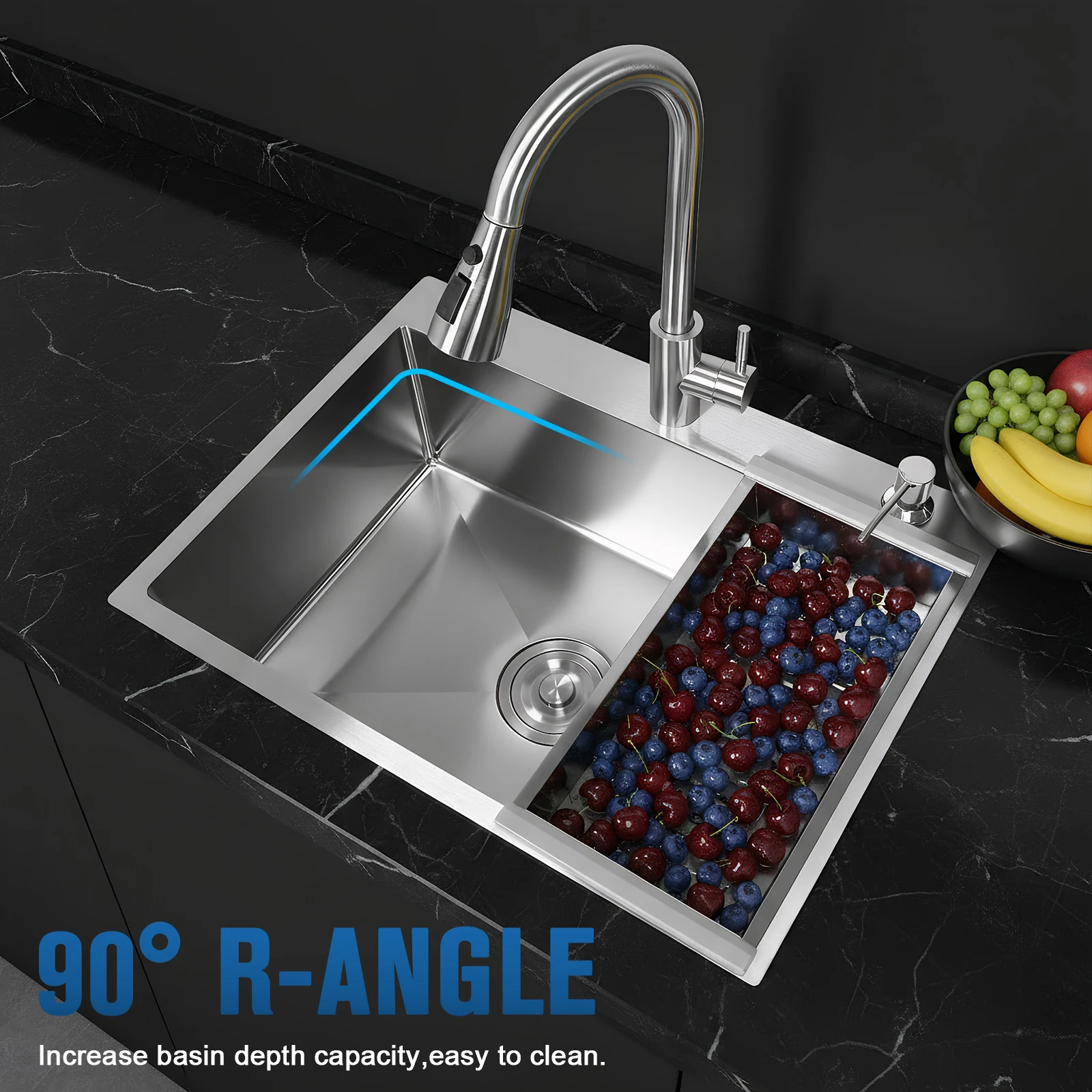 Single Bowl Kitchen Sink Drop-In Household Dishwasher Sinks with Faucet Multifunctional Sink for Laundry Room Bathroom Farmhouse