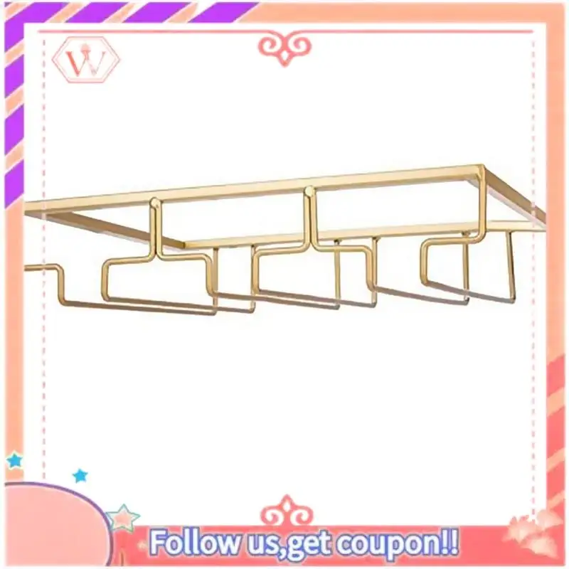 Upgraded 3 Rows Wine Glass Rack Under Cabinet Stemware Holder Iron Wine Glass Organizer Glasses Storage Hanger For Bar Kitchen