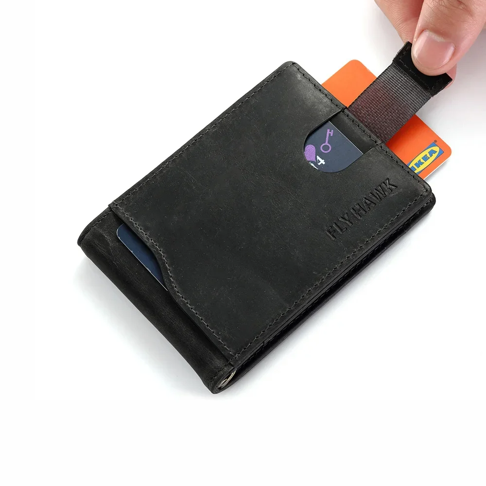 

Мужской зажим для денег из натуральной кожи с передним карманом, кошелек, металлические зажимы с зажимом из нержавеющей стали, мужской держатель для денег, доллар