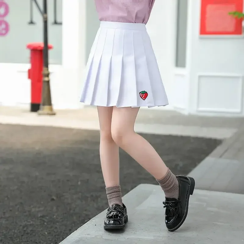 Girl Pleated Skirts School Children Clothing 2 4 6 8 10 12 13 14 Years Baby Girl Skirt with Shorts Pink Student Kids Tutu Skirt