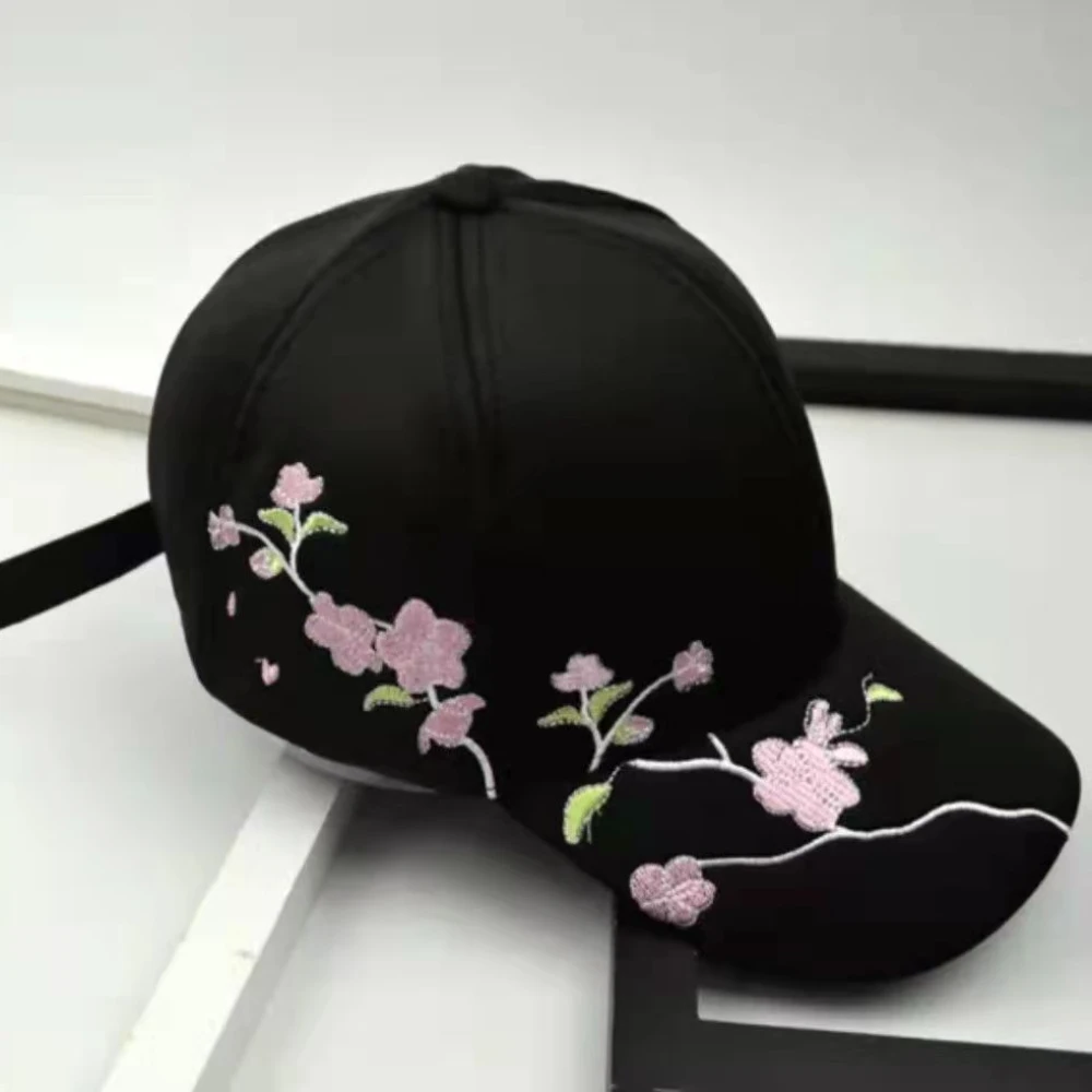 

Plum Embroidered Baseball Cap Adjustable Sun Protection Snapback Caps For Women Men Summer Outdoor Travel Sports Hiking Dad Hat