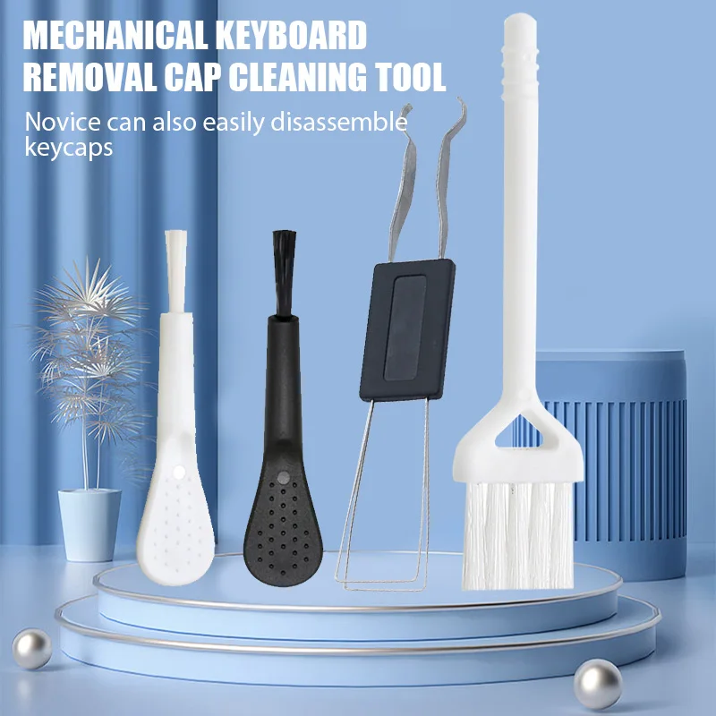 4PC Mechanical Keyboard Keycap Switch Key Cap Extractor Tool Kits Metal Puller Phones Cleaner Dusting Tool with Brush 5