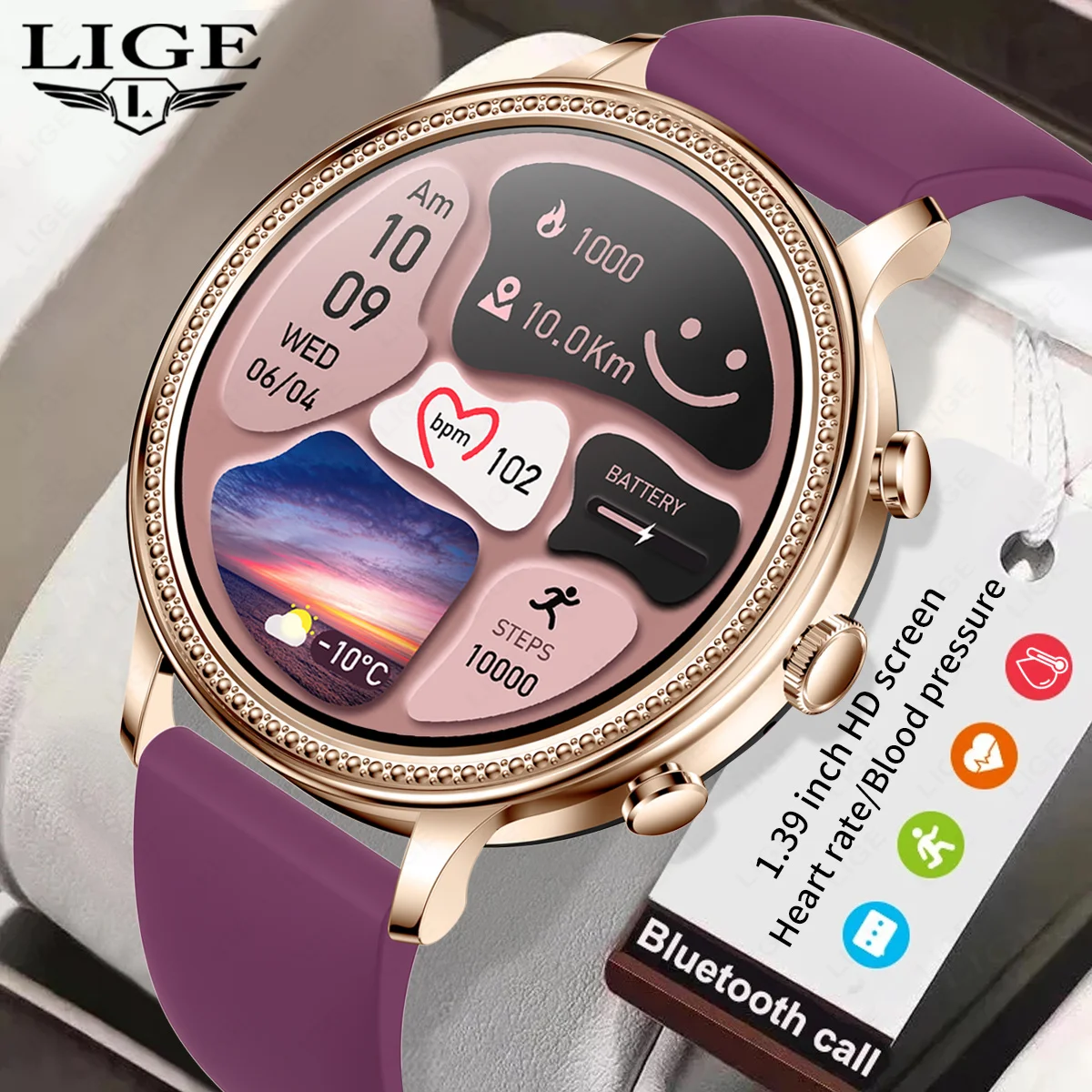 

LIGE 2023 Women Smartwatch Ladies Smart Watches for iOS Apple iPhone and Android HUAWEI Xiaomi Digital Watch Girl Smart Bracelet