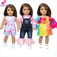 Vêtements de poupée pour fille de 18 pouces, pantalons en jean, ensemble de vêtements de poupée, manteau, robe rose, cadeau du nouvel an 2