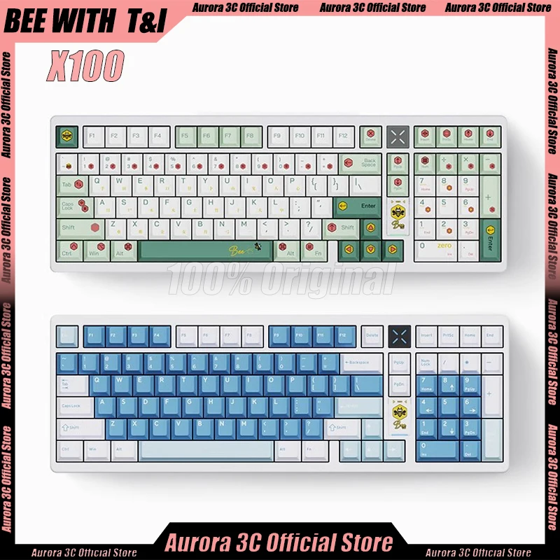 

BEE WITH T&I X100 Mechanical Keyboards Bluetooth Wireless Keyboard 3mode Aluminium Gasket Low latency Rgb Hot-Swap Game Keyboard