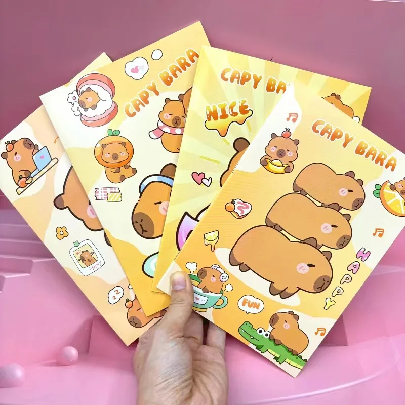 4Pcs/Set Anime Cartoon Capybara Cute Notebook 16Sheets Note book Time Organizer School Supplies Notepad birthday gift