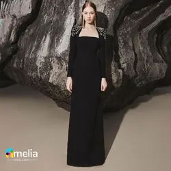 Amelia Square-Neck Prom Dress Long Sleeves With Floor Length Evening Dress Women Wedding Party Formal Gowns Arabia2023
