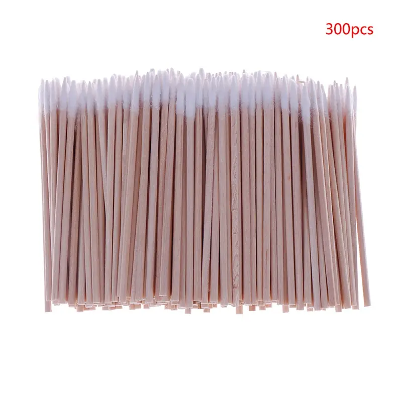 

300pcs Useful Wood Handle Cotton Swabs Mini Tip Head Cotton Swab Eyebrow Tattoo Makeup Color Nail Seam Dedicated Dirty Picking