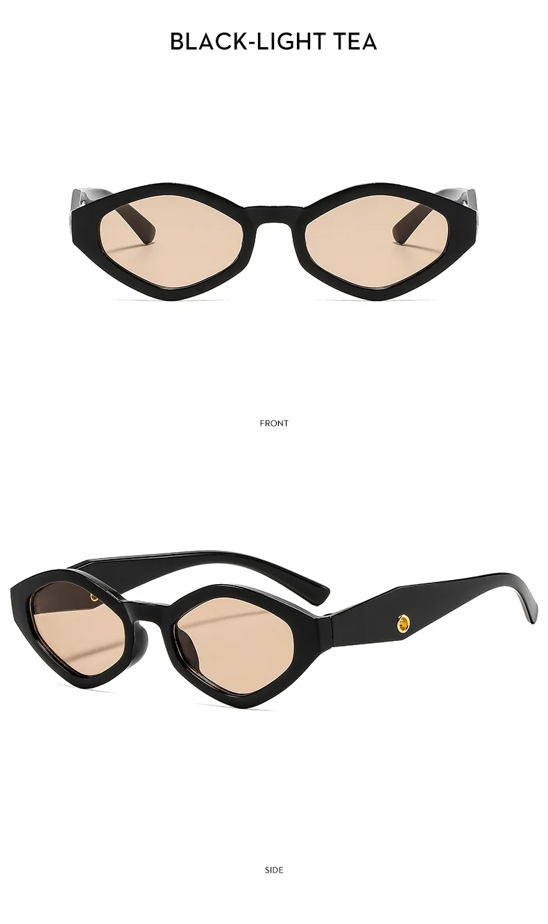 2 stücke Mode Diamant Geformt frauen Sonnenbrille Vintage Kleine Rahmen Punk Hip-hop Polygonale Sonnenbrille Outdoor Reise Brillen – Detail 6