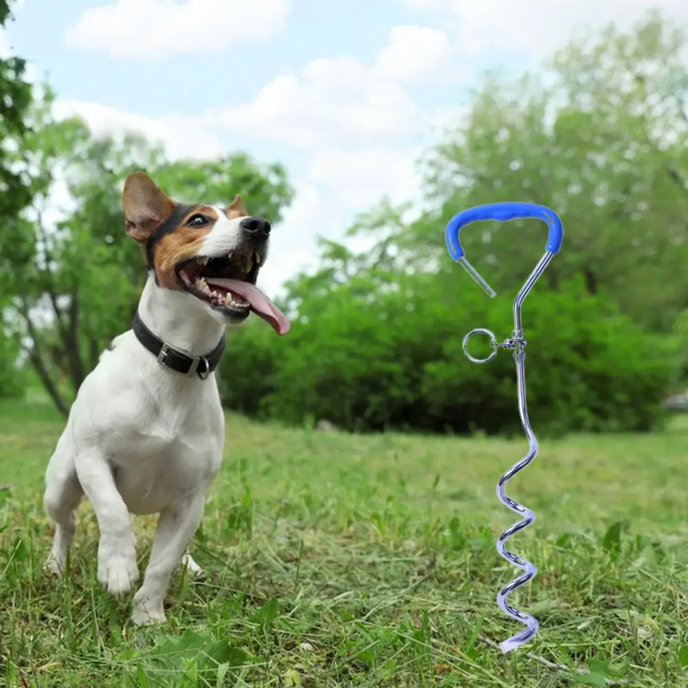 Thick Durable Medium-Large Dogs Spiral Stake Anti Rust Puppy Spike 360 Degree Rotating Ring Outdoor Play