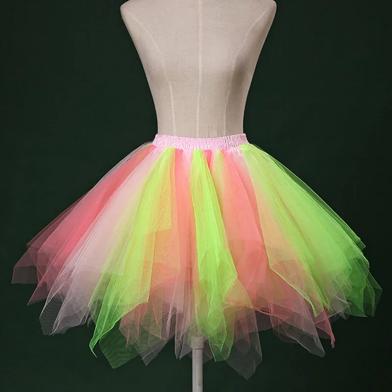 Short Multicolor Women Lolita Petticoat Tutu Puffy Cancan Skirt Gradient Ramp Under Crinoline Inner Bustle Cosplay For Wedding petticoat skirt,petticoat underskirt,wedding underskirt,lolita petticoat,tulle tutu skirt