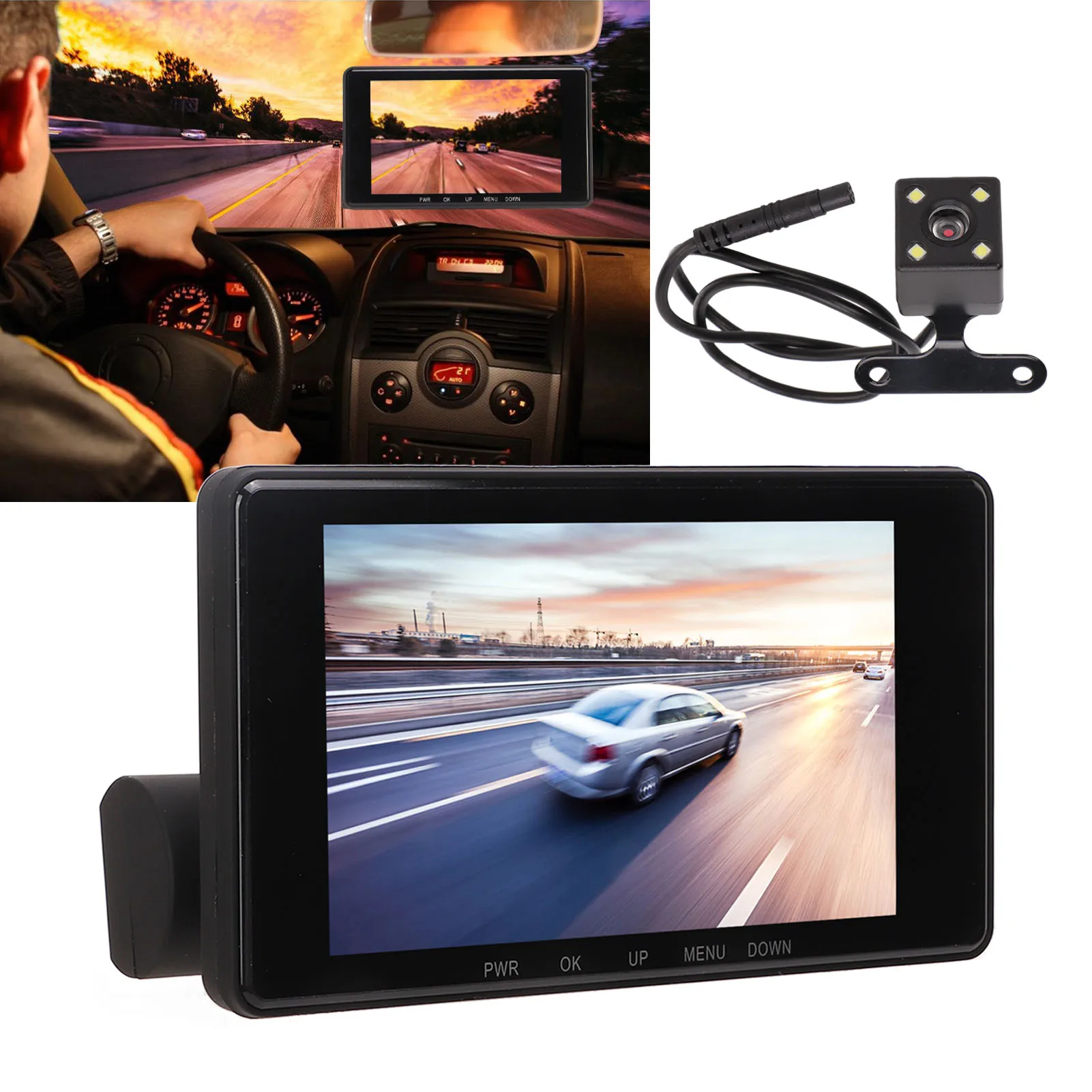 Car Camera Car Dash Camera DVR 3 Camera Night Vision 4in Display Screen Car Recorder Driving Video Recorder Car Recording Camera