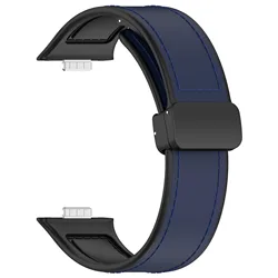 Enhanced Silicone and Leather Strap for Watch Fit - Sport Replacement Bracelet (Deep blue)