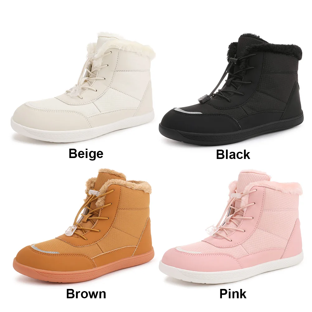Women's Winter Snow Boots Fur Lined Barefoot Boots Anti-Slip Ankle Booties Walking for Outdoor Hiking