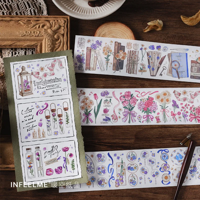 Poetry Wine Flower Tea Washi Tape Paper Masking Tape For Diy Diary Scrapbooking Decorations 3