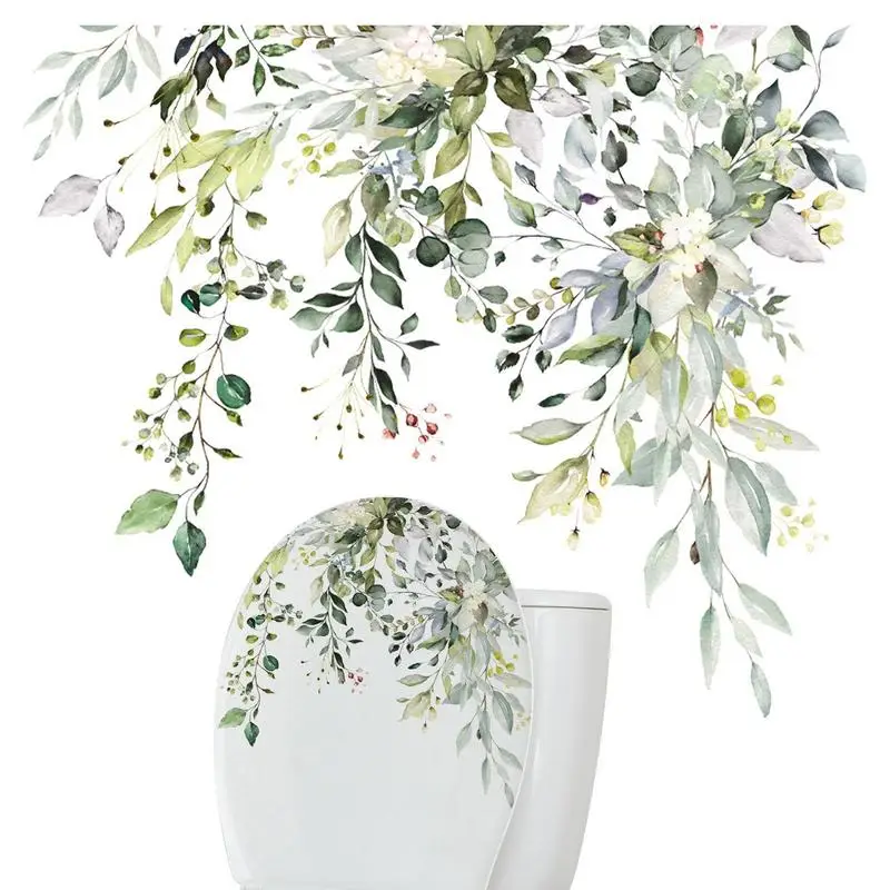 

Toilet Stickers Plant Flower Bathroom Wall Decal Waterproof Self Adhesive Wall Art Sign Decor Removable Toilet Seat For Toilet