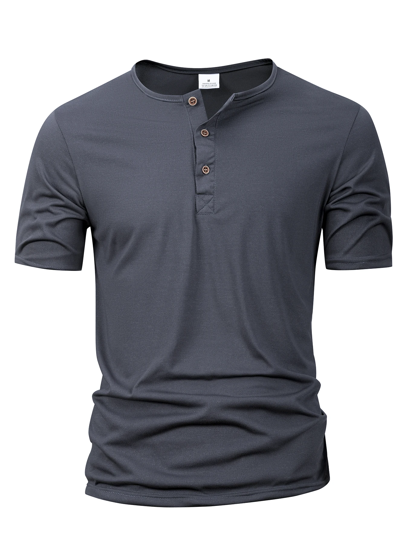 Summer Men Henley Collar T-shirts Button Slim Casual Male Solid Color Short Sleeve Men Sports T-shirt Polo shirt Tops 8 Sfc4f9ba885614143ae3bc925517d6d54W