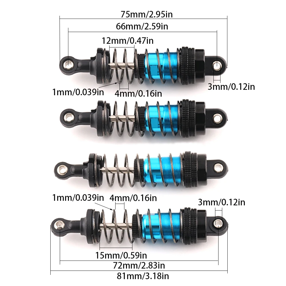 Hydraulic Shock Absorber For SCY 16101 16102 Pro Wltoys 124008 124017 MJX Hyper Go 16207 16208 16210 14301 14210 RC Car Upgraded 2