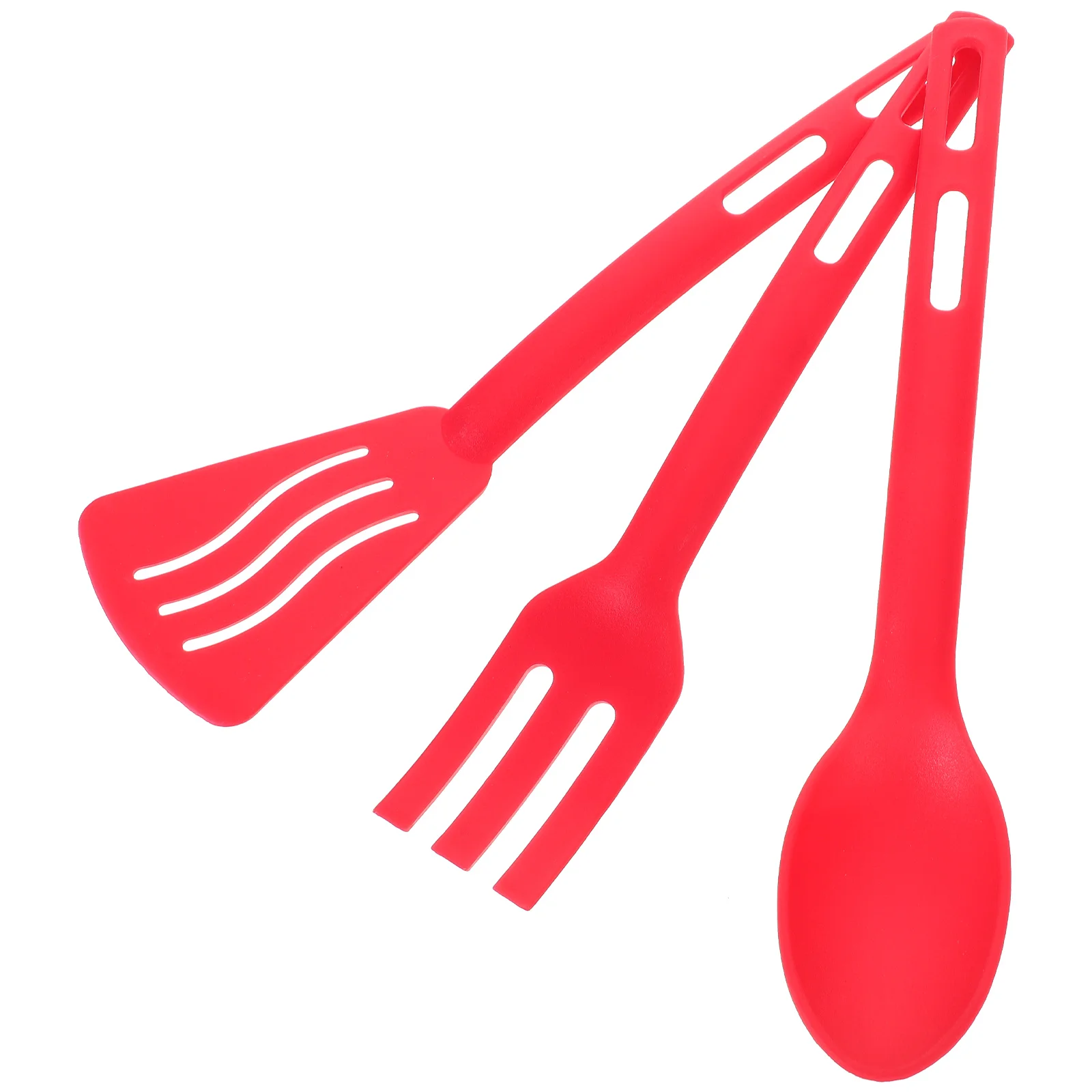 3Pcs Nonstick Cooking Utensils Set Kitchen Tool Red Spoon Spatula Saucepan Fork Turner Cookware Set Dining Bar