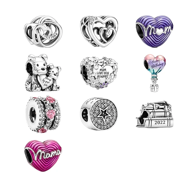 925 Sterling Silver Charms Beads For Bracelets Women Family Circle Daisy Birthday Hot Air Bolloon Love Hearts Mother s Day Gifts