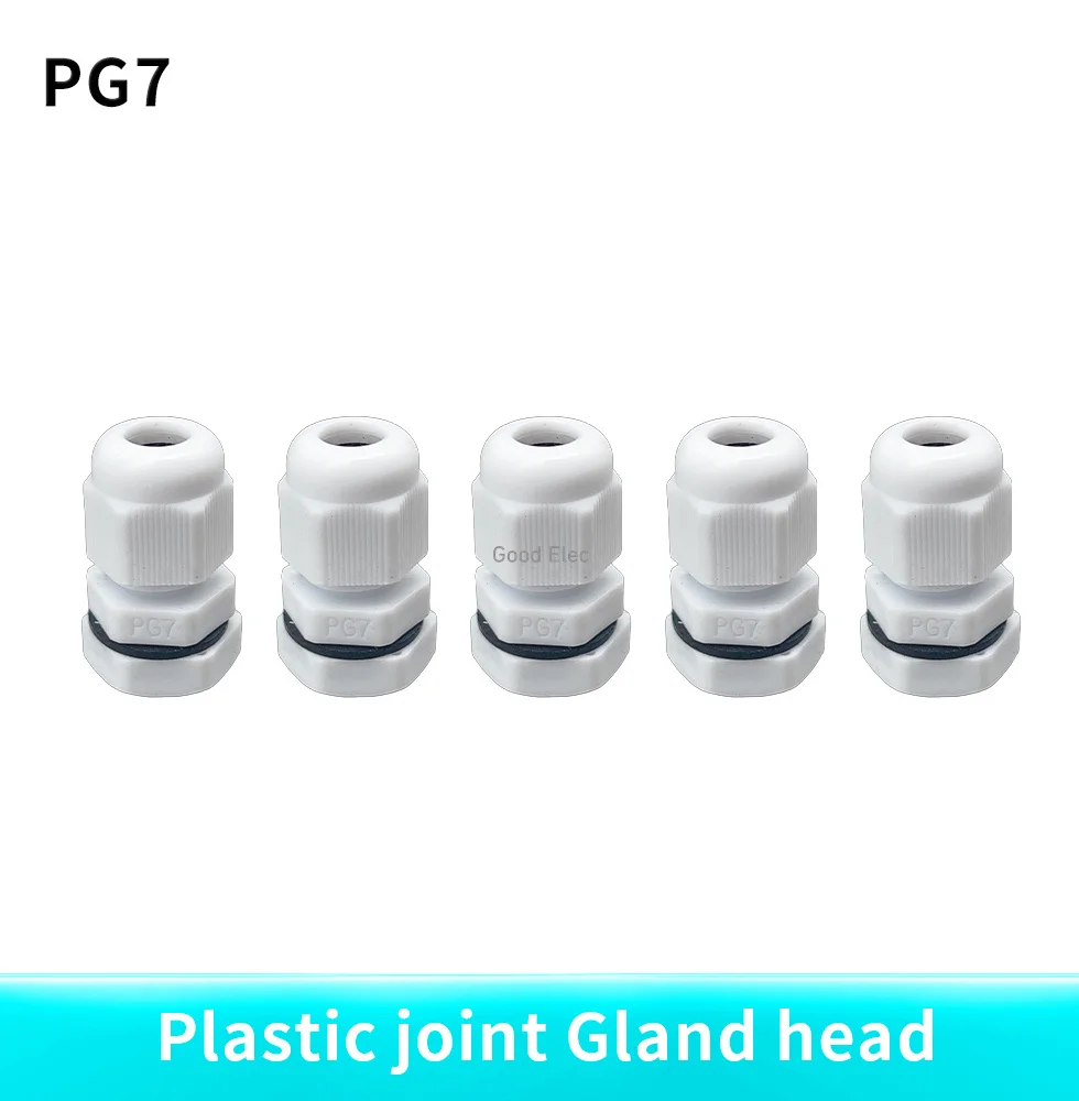100pcs White Hot Sale IP68 Waterproof Nylon Plastic Cable Gland Connector PG7 for 3-6.5mm Cable