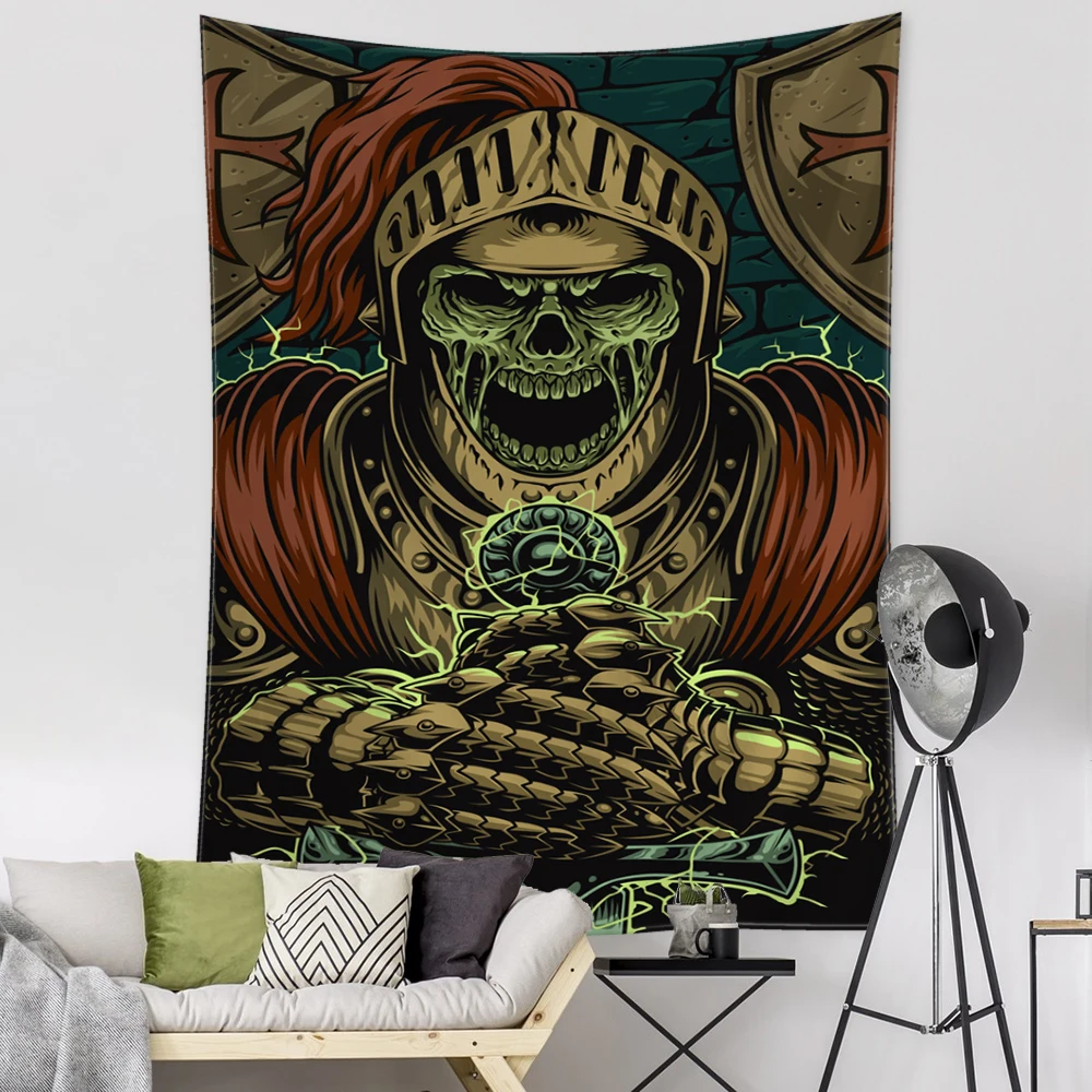 Viking Person Head Tapestry Wall Hanging Bohemian Room Dormitory Decor Ancient Psychedelic Witchcraft Mysterious