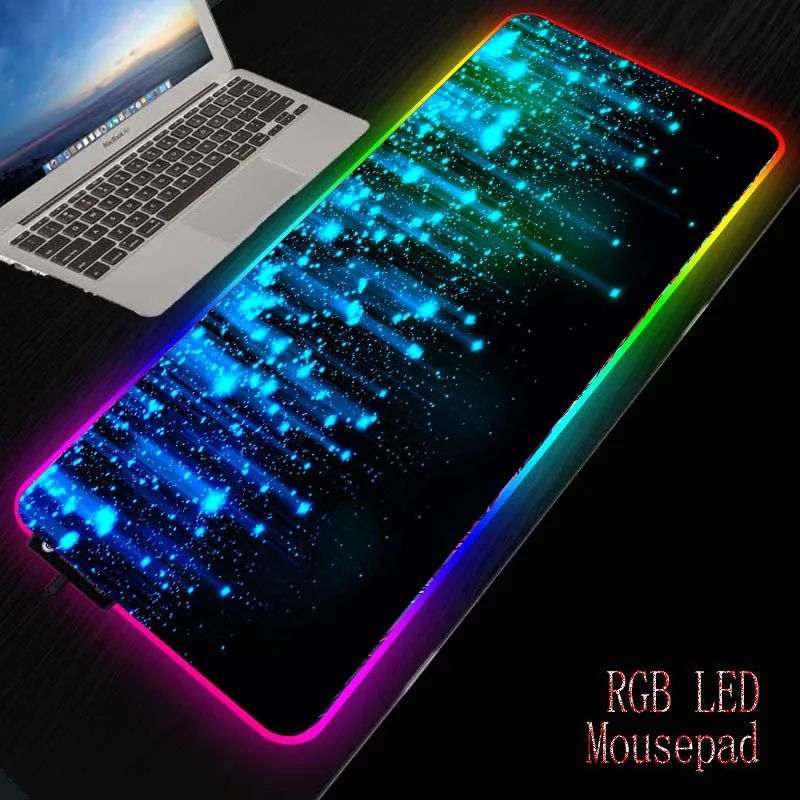 

MRGBEST Blue Lines LED Light Mousepad RGB Keyboard Cover Desk-mat Colorful Surface Mouse Pad Waterproof Multi-size Computer