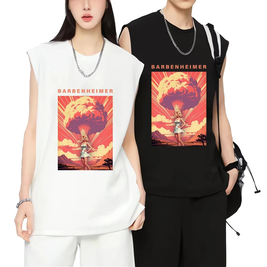 

High Quality Barbenheimer print Vest Unisex funny Cute Kawaii harajuku Sleeveless T shirt Men Women Summer Oversized Tank Tops