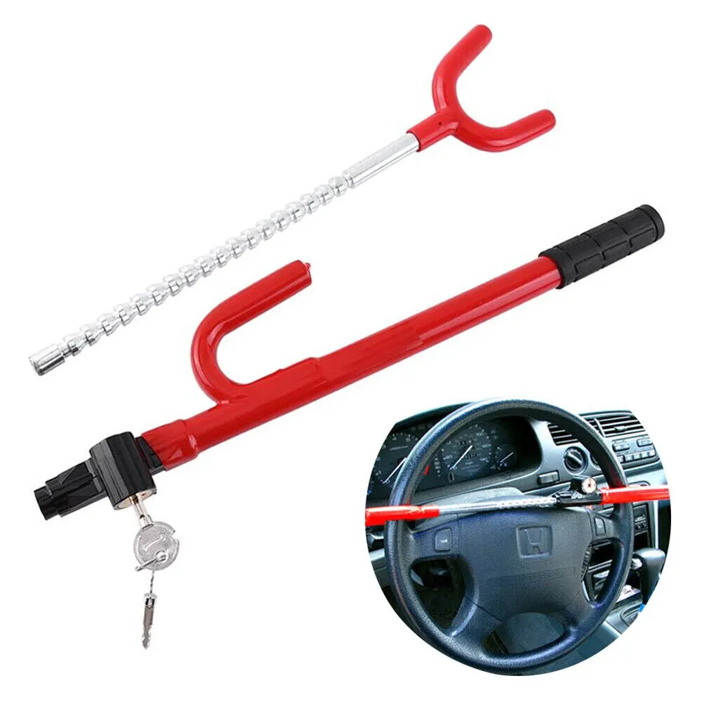 Steering Wheel Lock Car Lock Safety Lock Twin Bar Anti-Theft Security System Adjustable Length Hook With 2 Keys