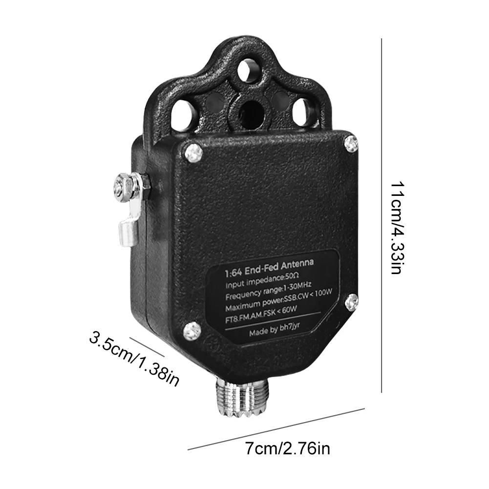 1:64 Balun for 4-Band 8-Band End Fed Antenna FM AM Range 1MHz to 30MHz 100W Power Portable HF End Fed Radio Antenna for Outdoor