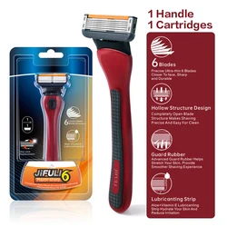 Unisex Safety Shaver with Replaceable 6 - Layer Stainless Steel Blades (1 Handle 1 Blade)