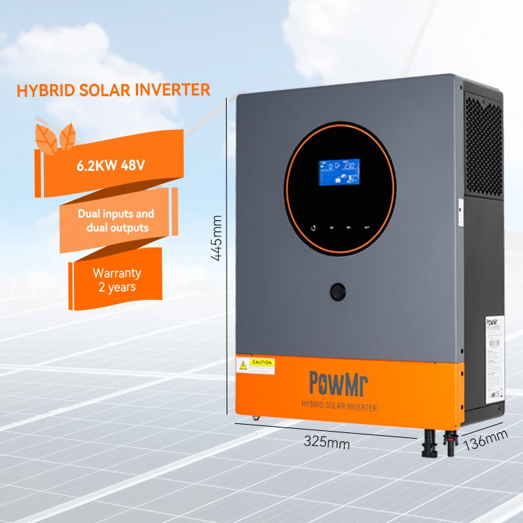 PowMr 순수 사인파 인버터, MPPT 듀얼 입력 및 듀얼 출력 하이브리드 태양광 인버터, 6.2KW, 48V, 60-450V, 27A