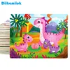 1pc 11*15cm Wooden Jigsaw Puzzle Cartoon Animal Parent-child Theme Puzzles Game Kids Montessori Educational Toys for Children 1