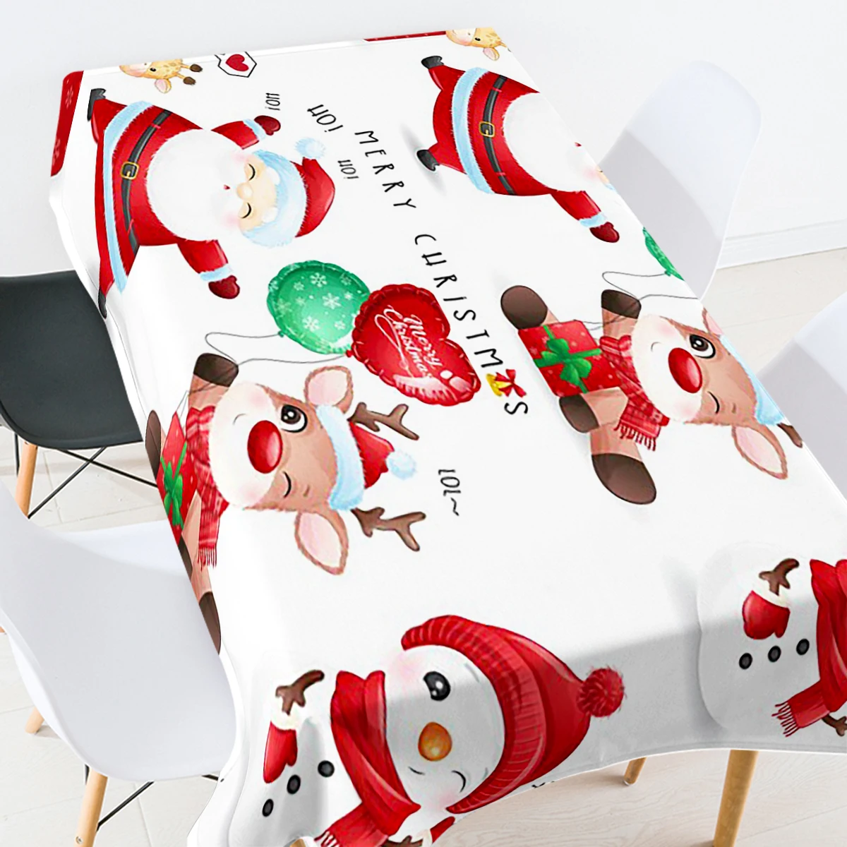 

Cartoon Santa Claus Snowman Elk Christmas Print Tablecloth Wedding Decoration Tablecloth Birthday Party Decorations Manteles
