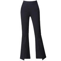 2025 Black Slim Stretch Flared Pants for Women in Spring and Autumn High Waist and Slim Flared Pants Thin Split Flared Pants in - Image 5