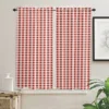 White Red Plaid Simple Curtains for Living Room Bedroom Curtains Kitchen Curtains for the Kids Room Window Treatments Drapes 3